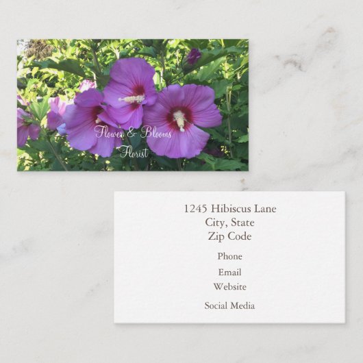 シャロンかわいらし・ハイビスカスのピンクのバラパーソナライズされた  名刺 (正面/裏面)