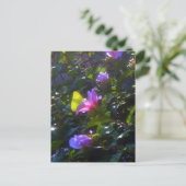 シャロンのピンクのバラに黄色の蝶 ポストカード (スタンド正面)