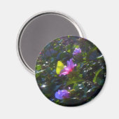 シャロンのピンクのバラに黄色の蝶 マグネット (正面/裏面)