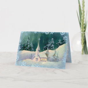 シャロンシャープによる教会と雪片 シーズンカード