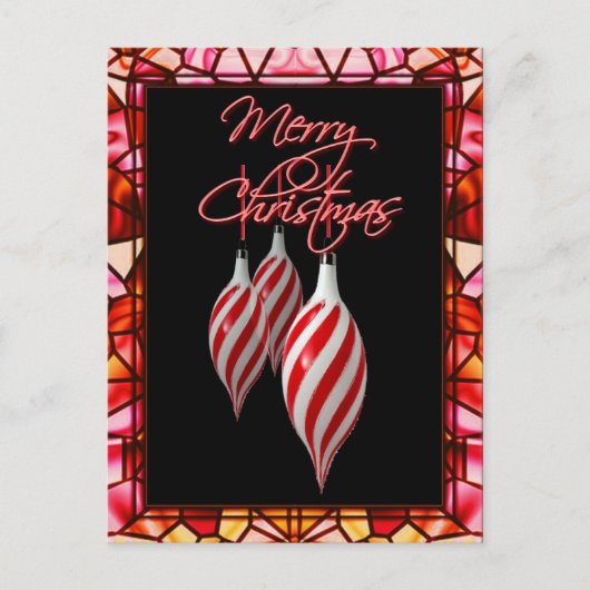 シャロンストライプシャルプによる赤・白ステンドグラス シーズンポストカード (正面)