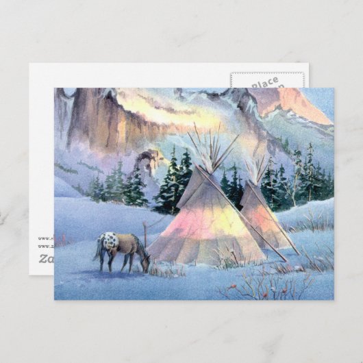 シャロン・シャープによるアパラチア馬のティピーキャンプ ポストカード (正面/裏面)