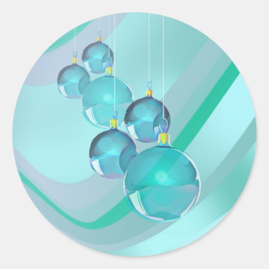 シャロン・シャープによるクリスマスボール&リボン ラウンドシール (正面)