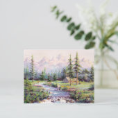 シャロン・シャープによる山小屋のログキャビン ポストカード (スタンド正面)