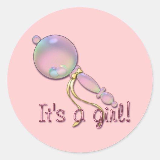 シャロン・シャープの女の子ベビーラトルだ ラウンドシール (正面)