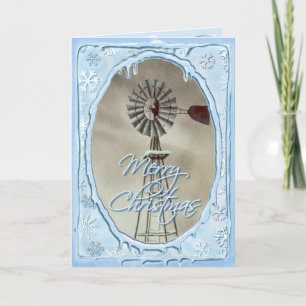 シャロン・シャープ作　古い風車と氷柱 シーズンカード