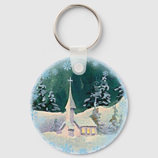 シャロン・シャーペによるクリスマスイブ教会 キーホルダー (正面)