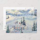 シャロン・シャーペによるクリスマスウィンターシーン シーズンポストカード (正面/裏面)