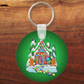 シャロン・シャーペによるメリークリスマスジンジャーブレッドハウス キーホルダー (正面)