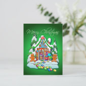 シャロン・シャーペによるメリークリスマスジンジャーブレッドハウス シーズンポストカード (スタンド正面)