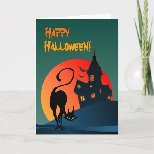 シャロンSHARPE著お化け屋敷及び黒猫 カード (正面)