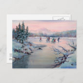 シャロンSHARPE著アイススケートするクリスマス シーズンポストカード (正面/裏面)