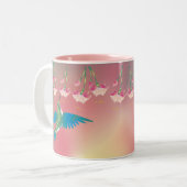 シャロンSHARPE著ハチドリ及び明るい赤紫色 ツートーンマグカップ (正面左)