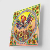 シャロンSHARPE著上昇及び輝やきのオンドリ スクエア壁時計 (傾斜)