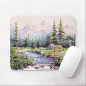 シャロンSHARPE著山の丸太小屋 マウスパッド (マウス)