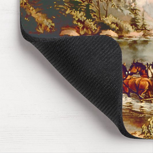 シャロンSHARPE著川の駅馬車の交差 マウスパッド (コーナー)