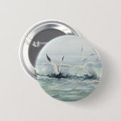 シャロンSHARPE著波のカモメ及び海 缶バッジ (正面&裏面)