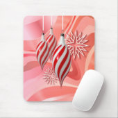 シャロンSHARPE著赤く及び白いオーナメント及びリボン マウスパッド (マウス)