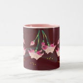 シャロンSHARPE著赤紫の花 ツートーンマグカップ (中央)