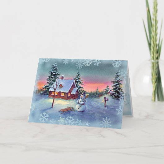 シャロンSHARPE著雪だるま及び雪片 シーズンカード (正面)