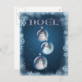 シャロンSHARPE著3つの雪だるま及び雪片 シーズンポストカード (正面/裏面)