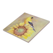 シャロンSHARPE著GOLDFINCH及びヒマワリ タイル (側面)