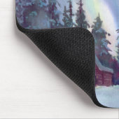 シャロンSHARPE著NORTHERN LIGHTS及び丸太小屋 マウスパッド (コーナー)