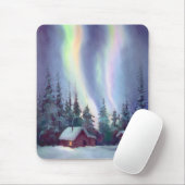 シャロンSHARPE著NORTHERN LIGHTS及び丸太小屋 マウスパッド (マウス)