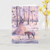 シャロンSHARPE著TIPI、馬及び雪 カード (黄色い花)