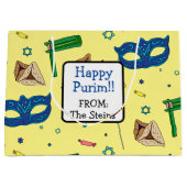 シャローチマノパーソナライズされたット黄 ラージペーパーバッグ (正面)