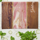 シャローム赤大理石オン木工効果 キッチンタオル (折り畳み)