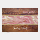 シャローム赤大理石オン木工効果 キッチンタオル (横)