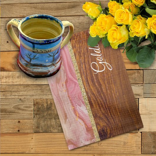 シャローム赤大理石オン木工効果 キッチンタオル