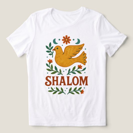 シャローム鳩平和地球 トライブレンドTシャツ (デザイン正面)
