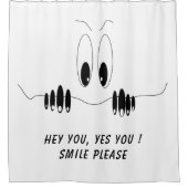 シャワおもしろいーカーよくはしゃぐテン幸せな目 – スマイル シャワーカーテン (正面)