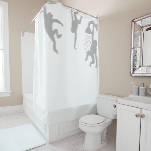 シャワおもしろいーシルエットの影に猿 シャワーカーテン (インサイチュ)