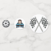 シャワクラシックーに乗ったレースカー男の赤ちゃんクルーシン コンフェッティ (正面)