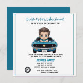 シャワクラシックーに乗ったレースカー男の赤ちゃんクルーシン セーブザデート (正面/裏面)