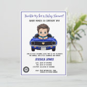 シャワクラシックーに乗ったレースカー男の赤ちゃんクルーシン 招待状 (スタンド正面)