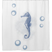 シャワパーソナライズされたーカーテンシーホース海ビーチ シャワーカーテン (正面)