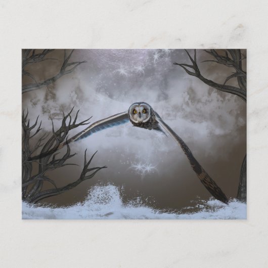シャワンクングン草原の短い耳のフクロウ ポストカード (正面)