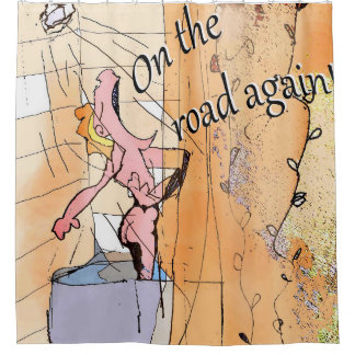 シャワーおもしろいノベルティで歌うユーモア漫画 シャワーカーテン