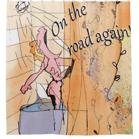 シャワーおもしろいノベルティで歌うユーモア漫画 シャワーカーテン (正面)