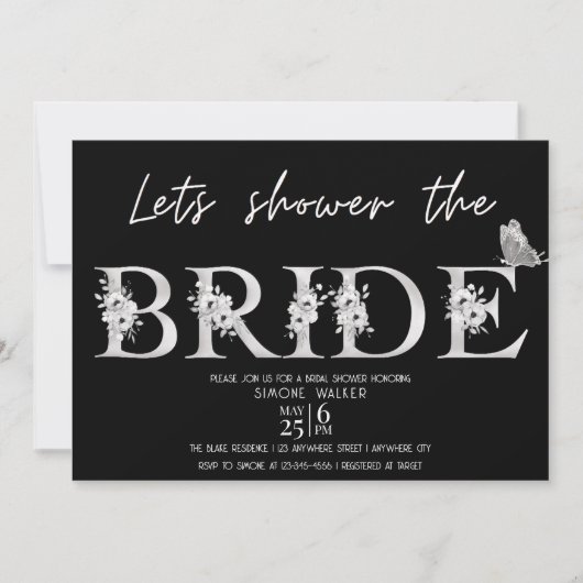 シャワーで花嫁フローラブライダルシャワーInvita 招待状 (正面)