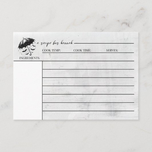 シャワーの傘のレシピカード エンクロージャーカード (正面)