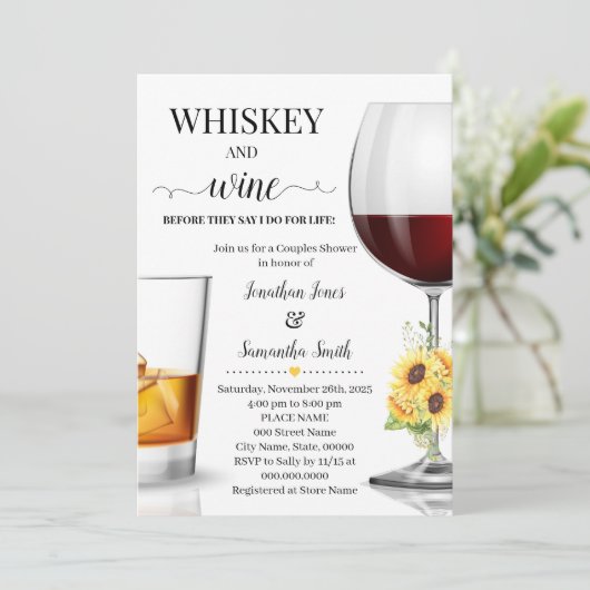 シャワーの前にヒマワリのウィスキーとワイン 招待状 (スタンド正面)