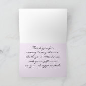 シャワーの感謝を伝えるピンクのレターS バタフライ フラワーデザイン サンキューカード (内部)