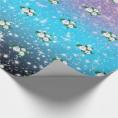 シャワーの白いロきらめくスグラデーション ラッピングペーパー (角)