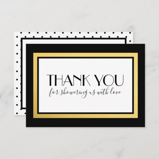 シャワーはメッセージカード、白黒の金ゴールド感謝していしています サンキューカード (正面/裏面)