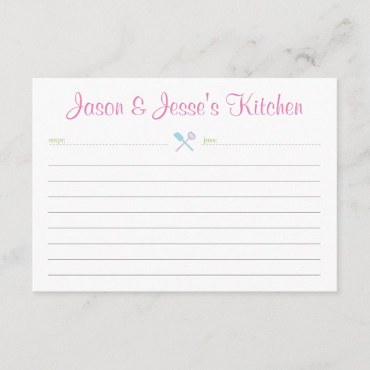 シャワーまたは新築祝いのレシピカード エンクロージャーカード (正面)